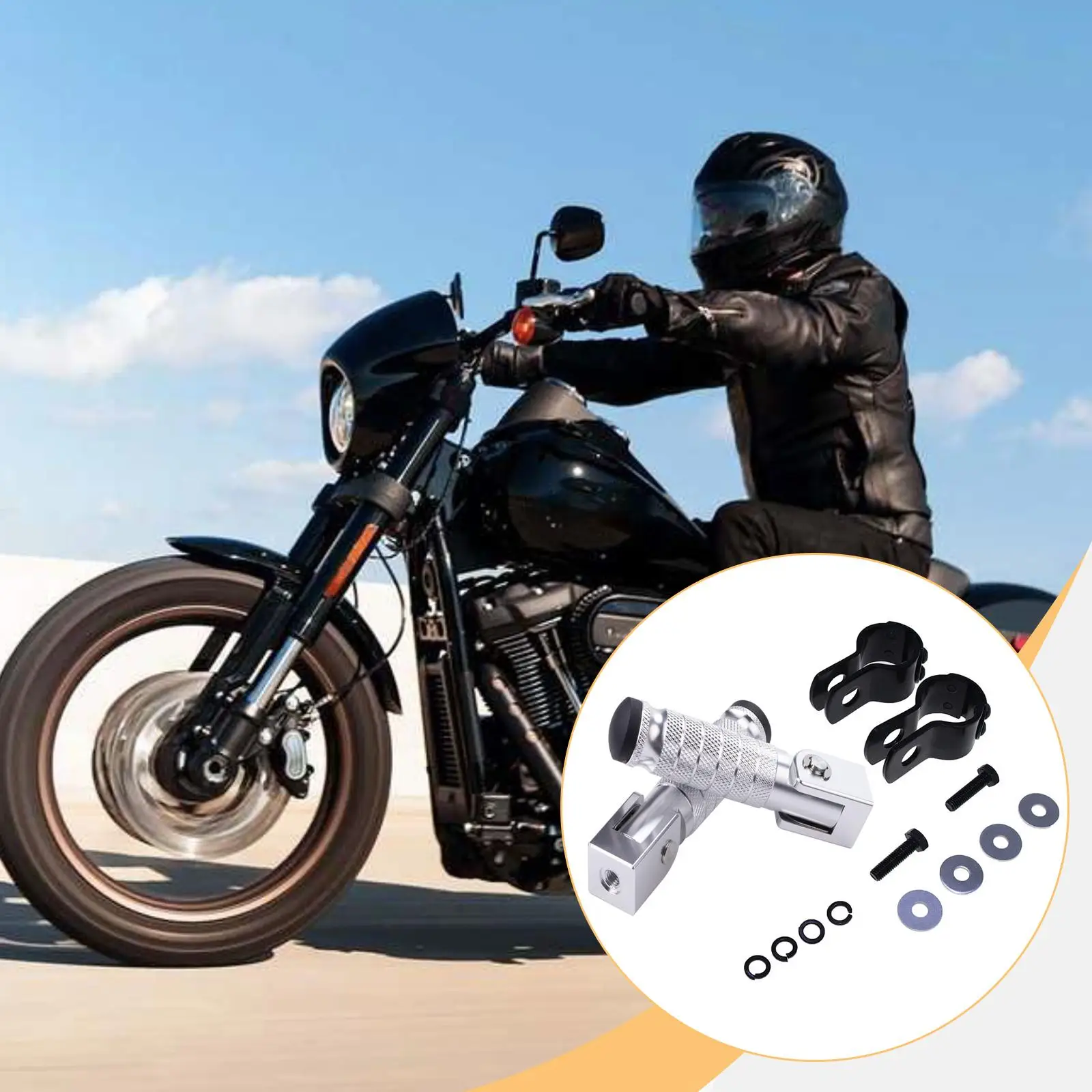 قطعتان من مساند القدمين للدراجات النارية من الألومنيوم لتركيب بسيط