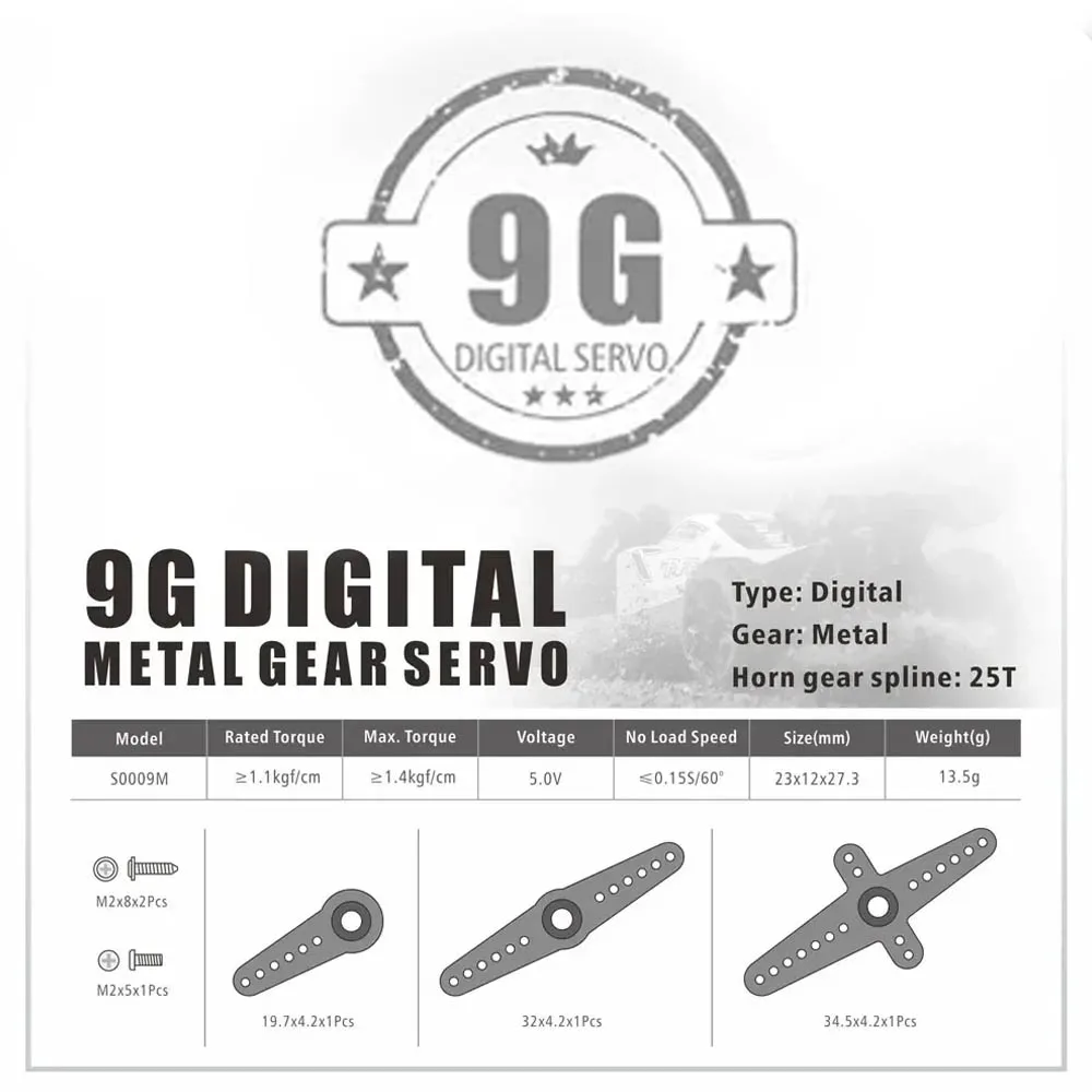 1/3/6/9PCS SURPASS HOBBY 9g Metal Gear 1.9KG Digital Servo 4.8-6V for 1/8 1/10 RC Plane Fixed-wing Car Robot Boat Wltoys Axial