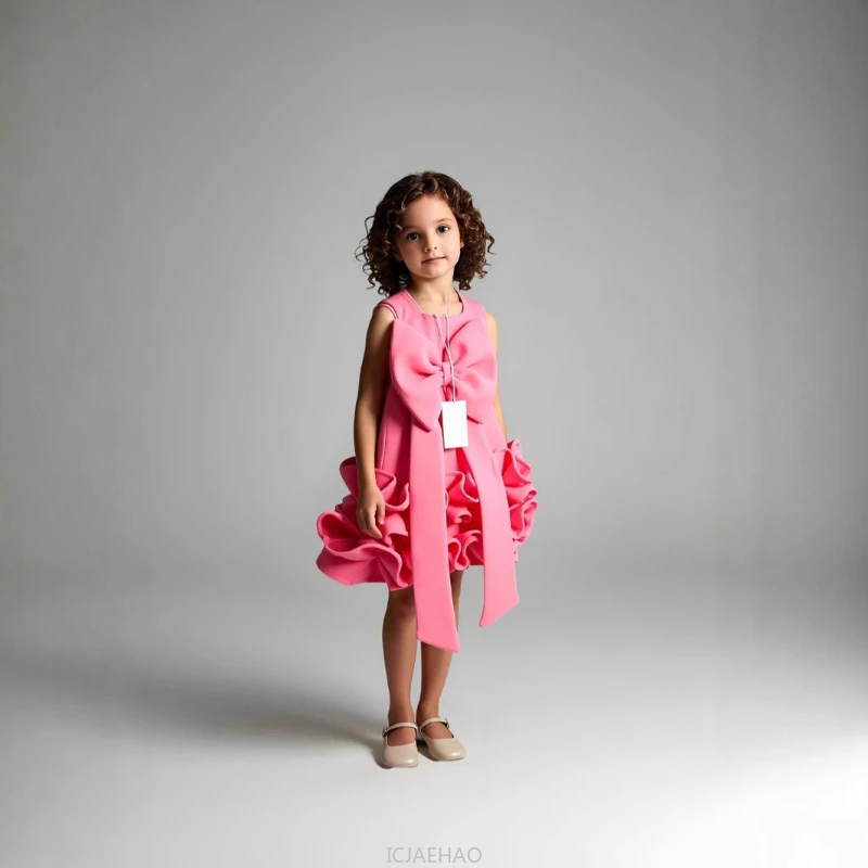 

Wed Dress 2025 Elegant Girls Party Dresses Children Birthday Outfit Kids Banquet Wear Vestido Performance Gown Bow Detail Formal
