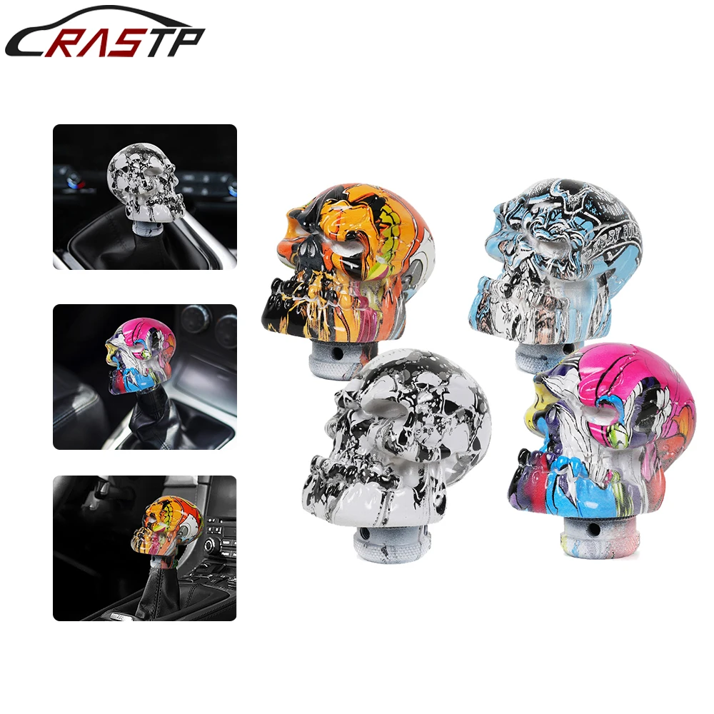 

Universal Car Manual Resin Skull Shaped Style Graffiti Gear Shift Knob Mixed Pattern Gear Stick Shifter Lever Handle SFN153