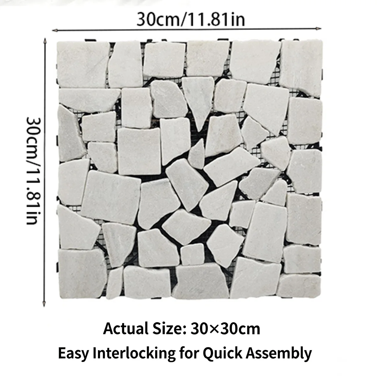 Stone Flooring, Interlocking Real Stone Flooring, Outdoor Balcony Interlocking Flooring, 30x30 cm DIY Terrace/Balcony Flooring