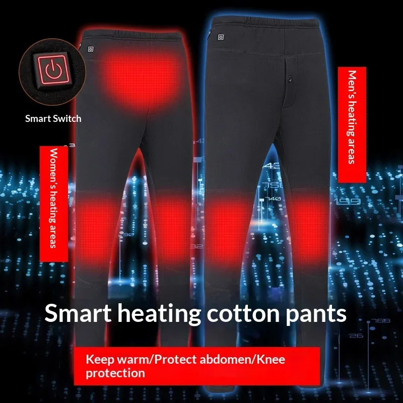 

2025 USB Heated Pants Winter Smart Warming Ski Stretch Thermal Underwear Couple Outdoor Sport Rechargeable Battery
