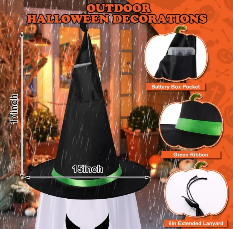 1-2 قطعة معالج اليقطين المتوهج للهالوين دعامة معلقة للأطفال في الأماكن المغلقة والخارجية إعداد منزل مسكون ملحقات ديكور مشهد الحفلات #6