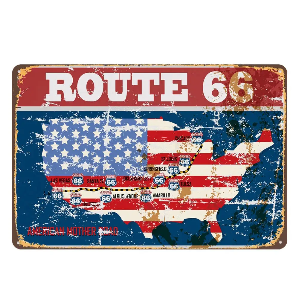 

Route 66 American mother road металлическая Жестяная Табличка для искусственных мужчин Настенный декор Ретро винтажный 7,87X11,8 дюймов