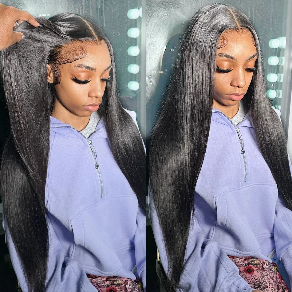 200 Density Bone Straight Lace Front Human Hair Wig Brazilian 13x4 13x6 Straight Transparent Lace Frontal Wigs 30 Inch For Women