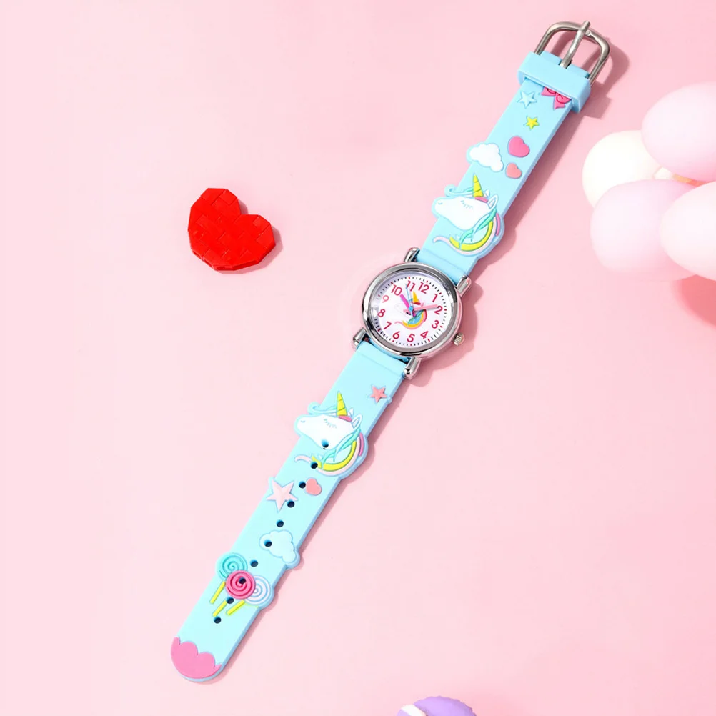 ساعة أطفال لطيفة على شكل وحيد القرن كرتونية حساسة للأطفال للفتيات مع حركة دقيقة ومهرجان رائع وحرفية مثالية #3