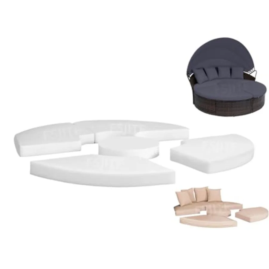 

Outdoor Furniture Round Foam 66" Daybed 5 in 1 Replacement 36ILD Semi-Firm Cushion, 3" Height x 66" W Patio sunbed Upholstery,