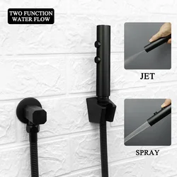 Toilet Bathroom Handheld Bidet Spray Diaper Wall Mount Shower Sprayer Set Stainless Steel Portable Shattaf Jet Douche Kit Black