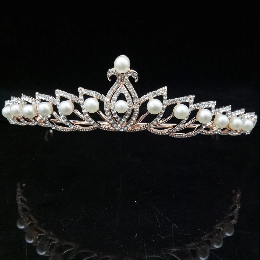 

Pearl Wedding Bridal Headpiece Rhinestone Pearl Alloy Rose Gold Women Pageant Crowns For Women Party Accessories Hair Tool