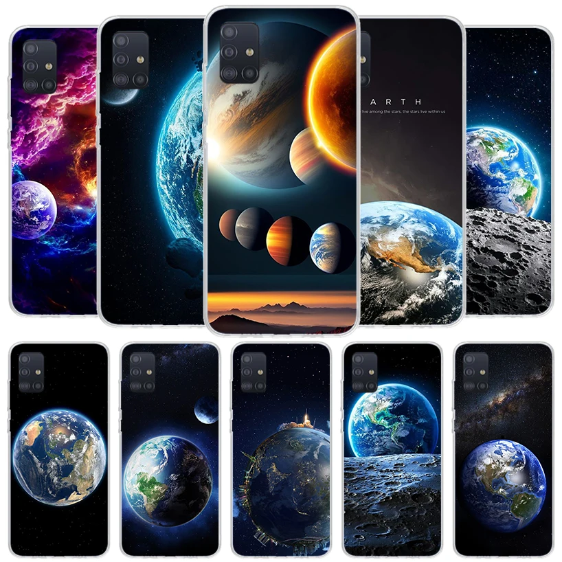 Earth Stars Space Cover Phone Case For Samsung Galaxy A12 A22 A32 A52 A72 A02S Phone Case Note 20 Ultra 10 S10 Plus A51 A71 A50S