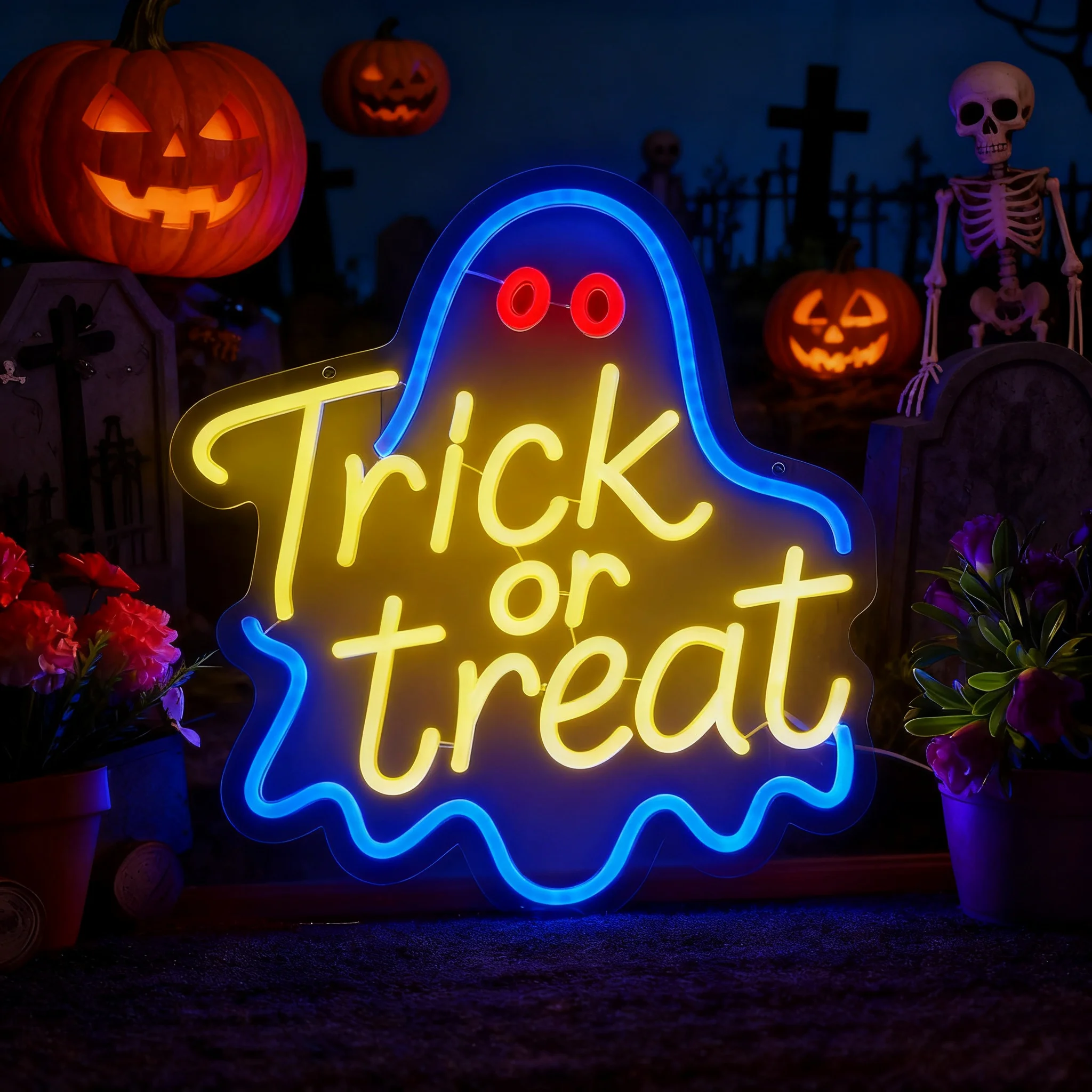 Ghost Trick Or Treat LED Neon  - Home Decor Lighting Tricks recension och pris