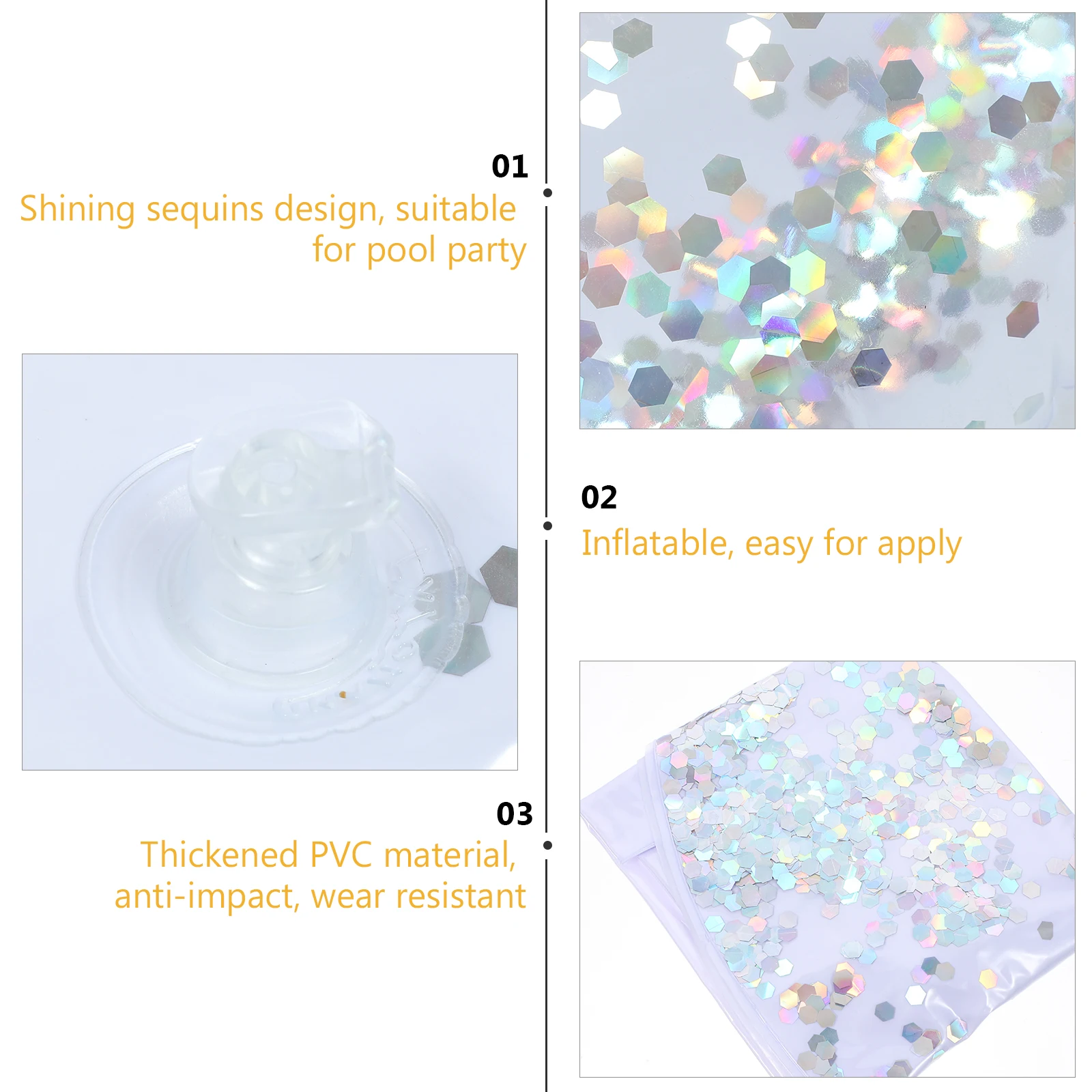 

Inflatable Swim Float Tube Toy Kids Pool Party PVC Transparent Transparent Floating Ring Floating Sequins Water Glossy Color