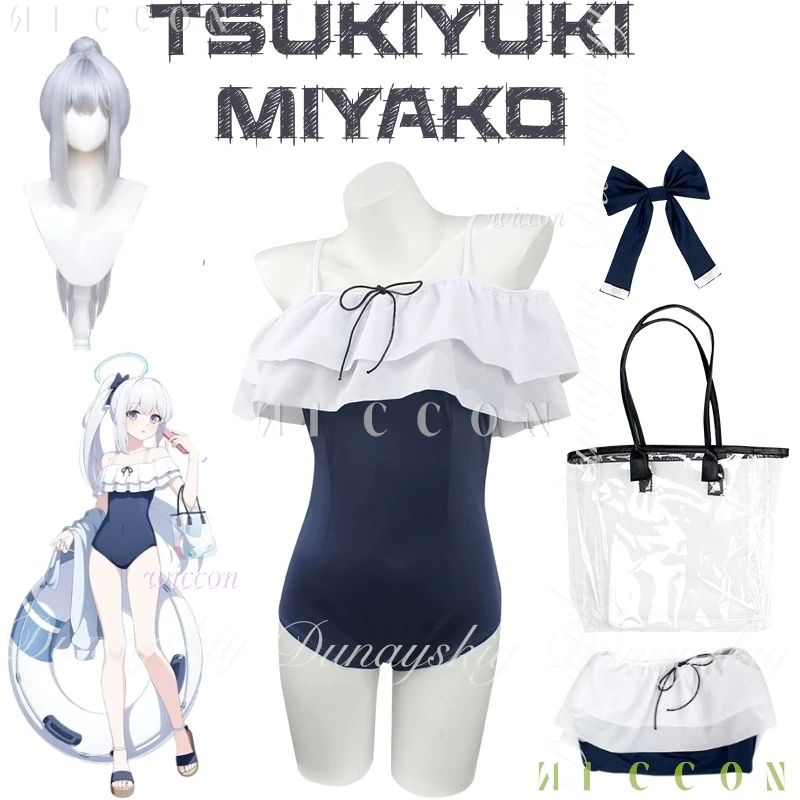 Halloween Costume Blue Archive Game Tsukiyuki Miyako Cosplay The RABBIT1 With The Dark Swimsuit With Carnival Outfit Adulto