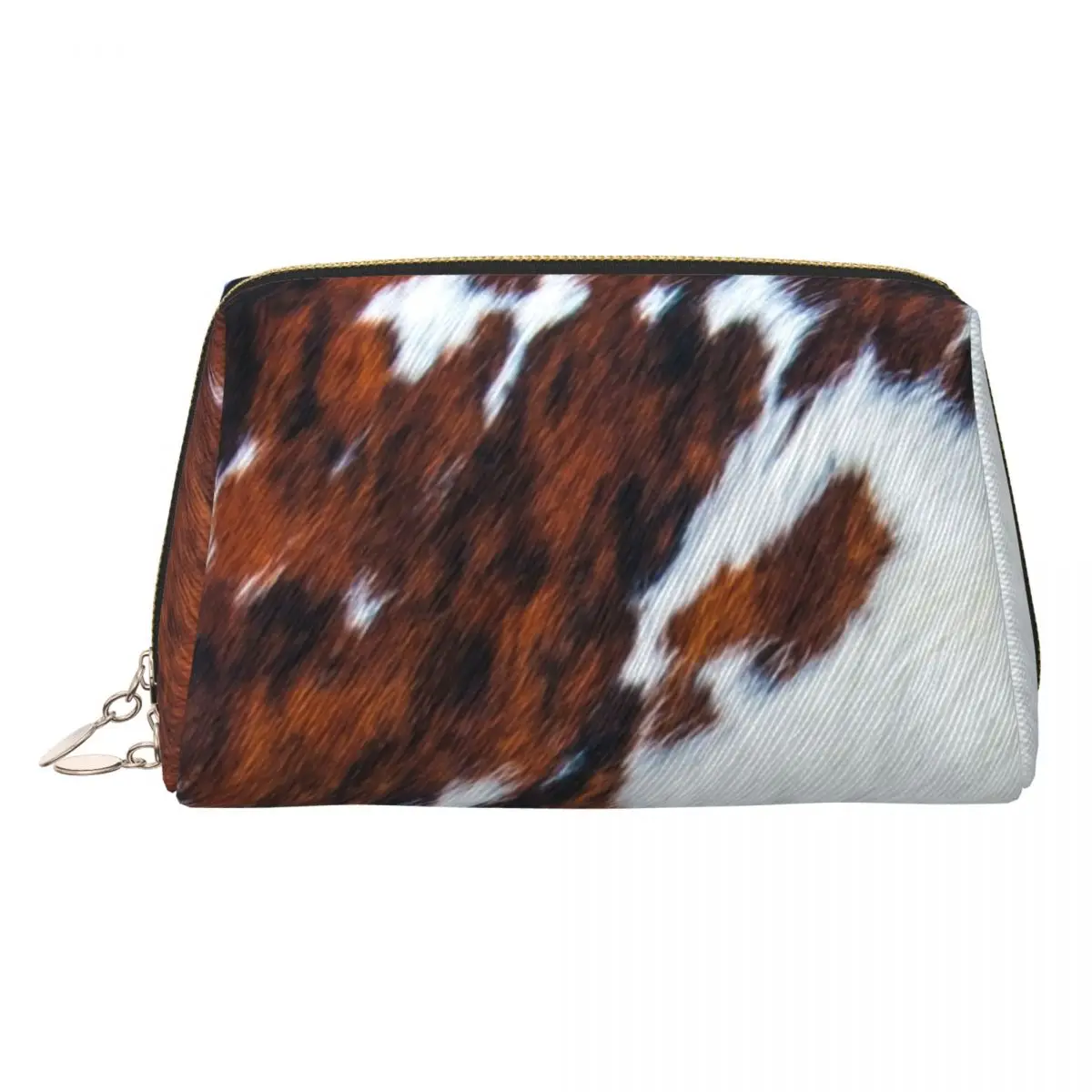 Rustic Cow Faux Fur Skin Leather Toiletry Bag Animal Cowhide Texture Cosmetic Makeup Organizer Lady Beauty Storage Dopp Kit Box