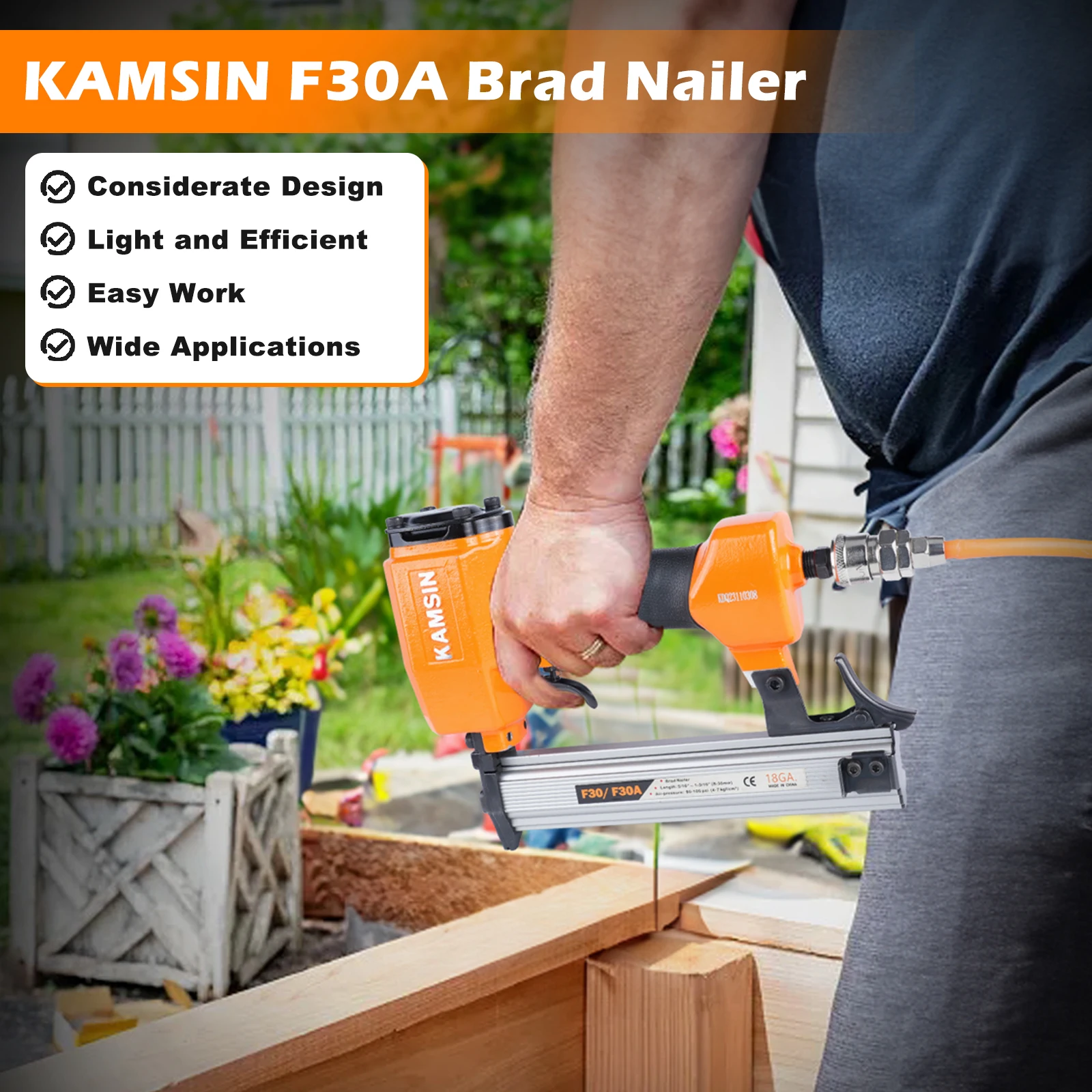 KAMSIN 18 Gauge F30A Air Power Brad NailerPneumatische spijkermachine F30A, lucht schiethamer voor timmerwerk 4-8Mpa