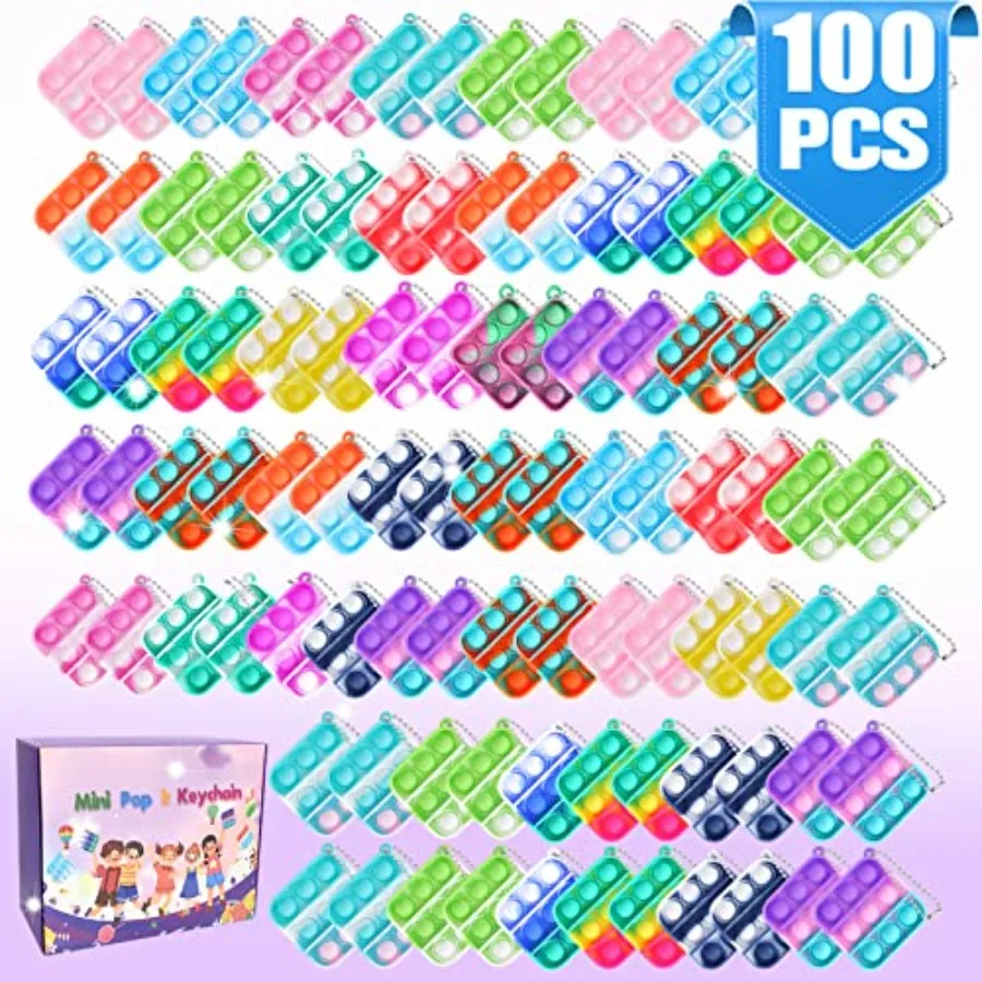 

100 PCS Mini Pop Fidget Toys Pack Party Favors, Easter Silicone Squeeze Pop Bubble Fidget Bulk Sensory Toys, Pop Keychain Bubbl