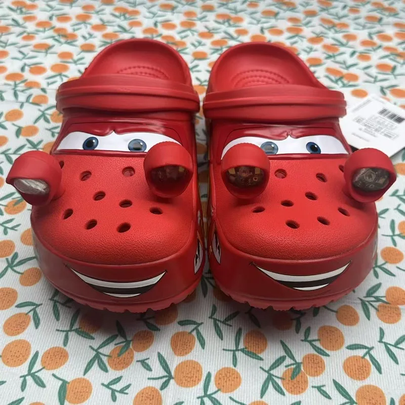 New Arrival Cartoon Numbered Car with Lights Flash Function Glow-in-the-Dark Decorative Casual Hole-Patterned Sandals view 5