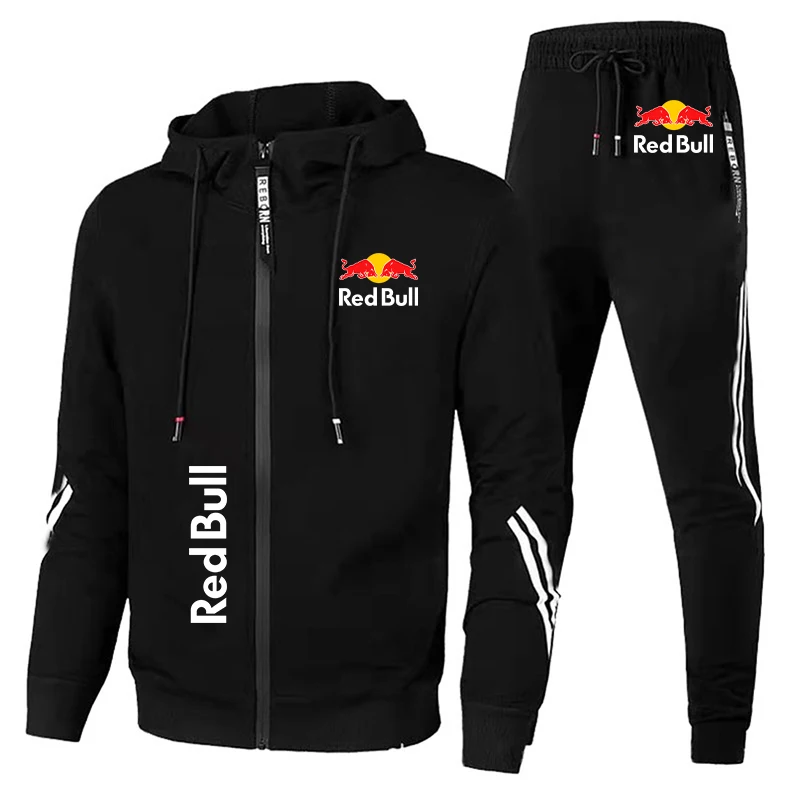 Chándal de 2 piezas con logotipo de Red Bull Racing, ropa deportiva, jersey con cremallera y pantalones, traje de 2 piezas, conjuntos de Sudadera