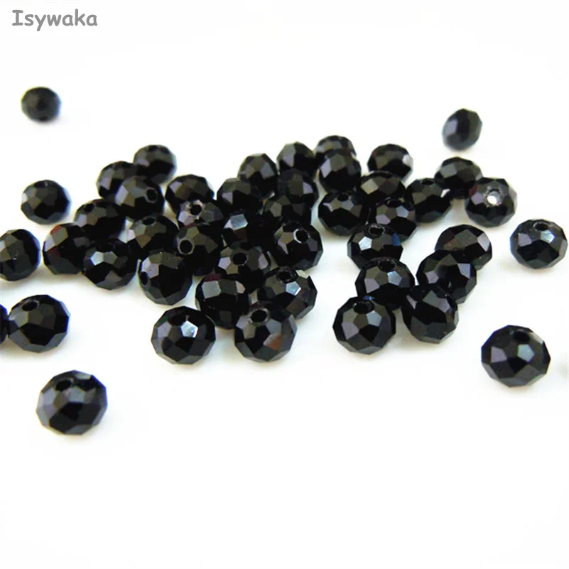 Isywaka Black Color 3*4mm 125pcs Rondelle  Austria faceted Crystal Glass Beads Loose Spacer Round Beads for Jewelry Making