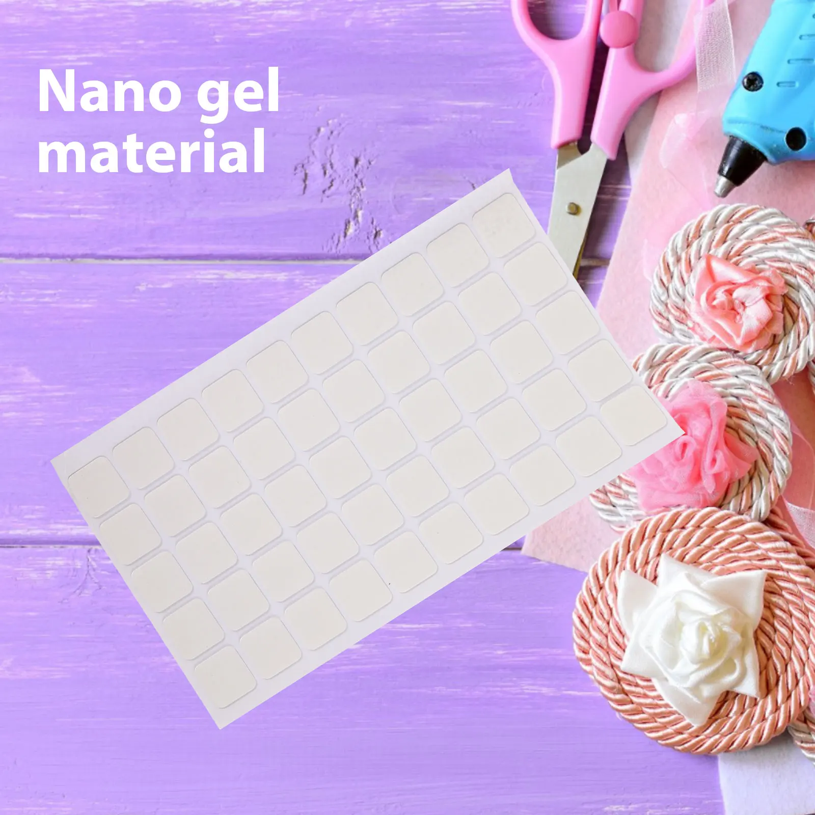 สติกเกอร์กาวสองหน้าแบบนาโนเจล 100 ชิ้น รูปทรงสี่เหลี่ยม ตัดสำเร็จรูป ใช้ซ้ำได้ สำหรับงาน DIY ทำการ์ด