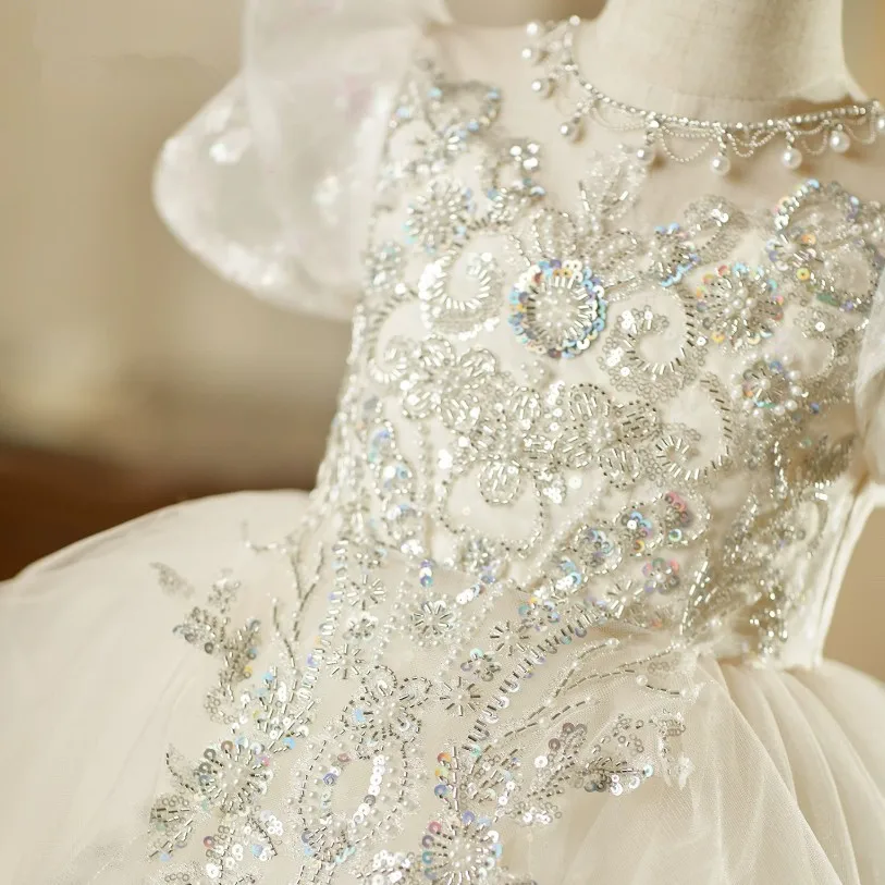Hochwertige Kinder-Party-Abendkleider für Gastgeber, Klavierauftritte, Geburtstage, Hochzeiten, Blumenmädchen A5068 Großhandel – Detail 6