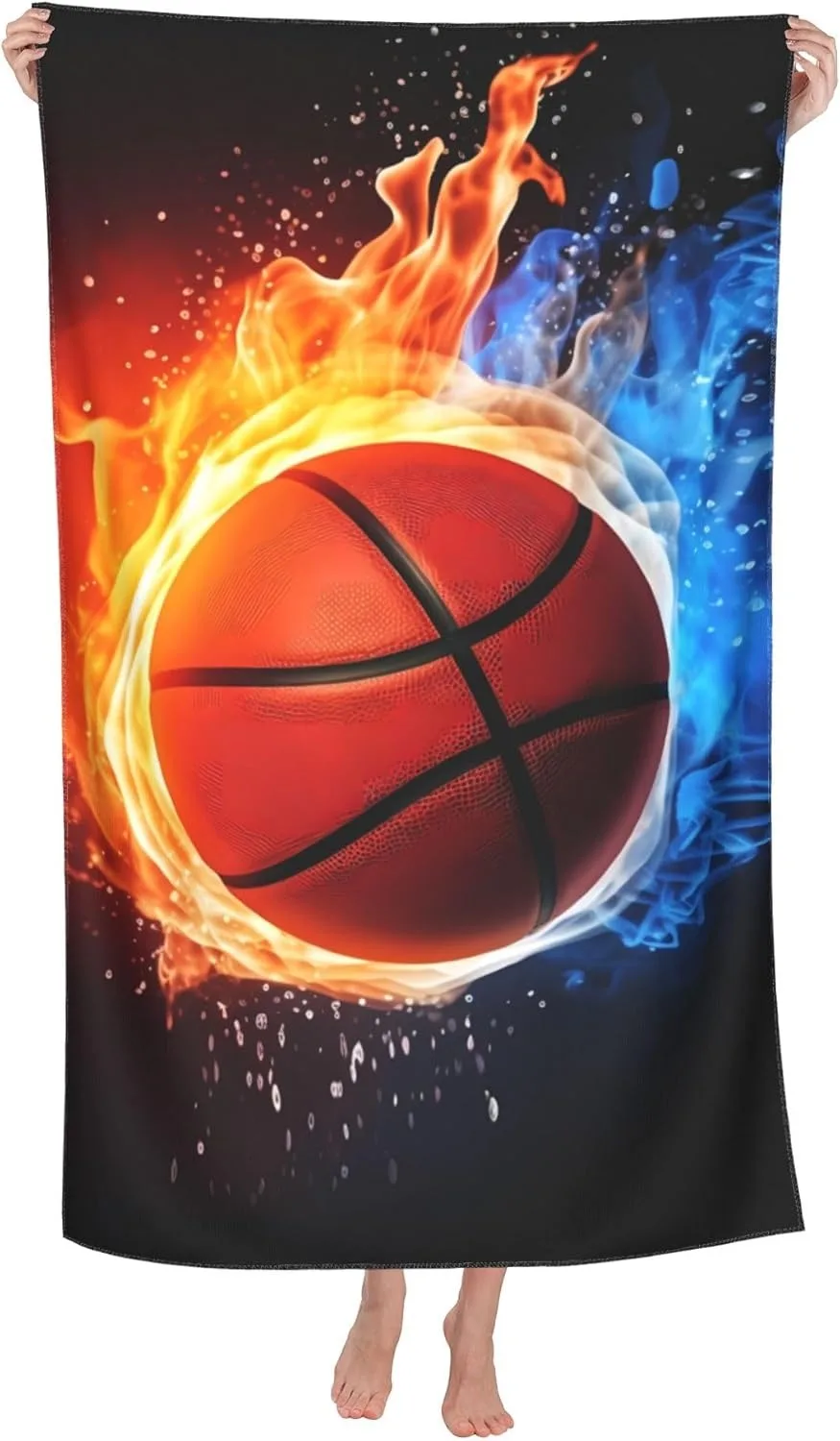 Basketball fire pattern Beach Towel for friends Gifts Towel Quick-Dry Towel For Bath Yoga Tourism Beach GYM Camping Swimming