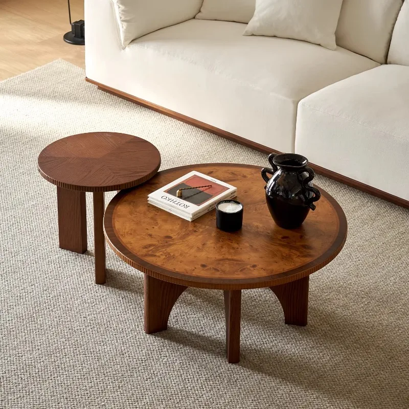 

Coffee table combination living room small apartment solid wood art retro furniture coffee table