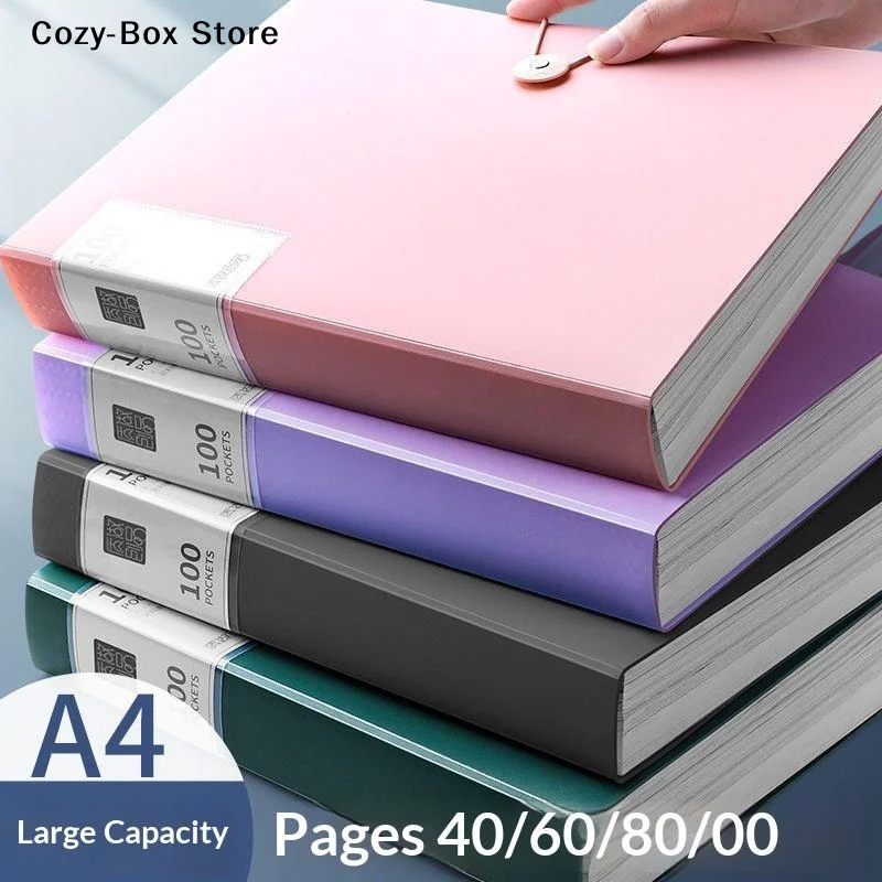 [ZY]1Pcs PP High Transparency Waterproof Insert Brochure 40/60 Pocket A4 File Folder For A4 Size Documents And Papers[ZY]
