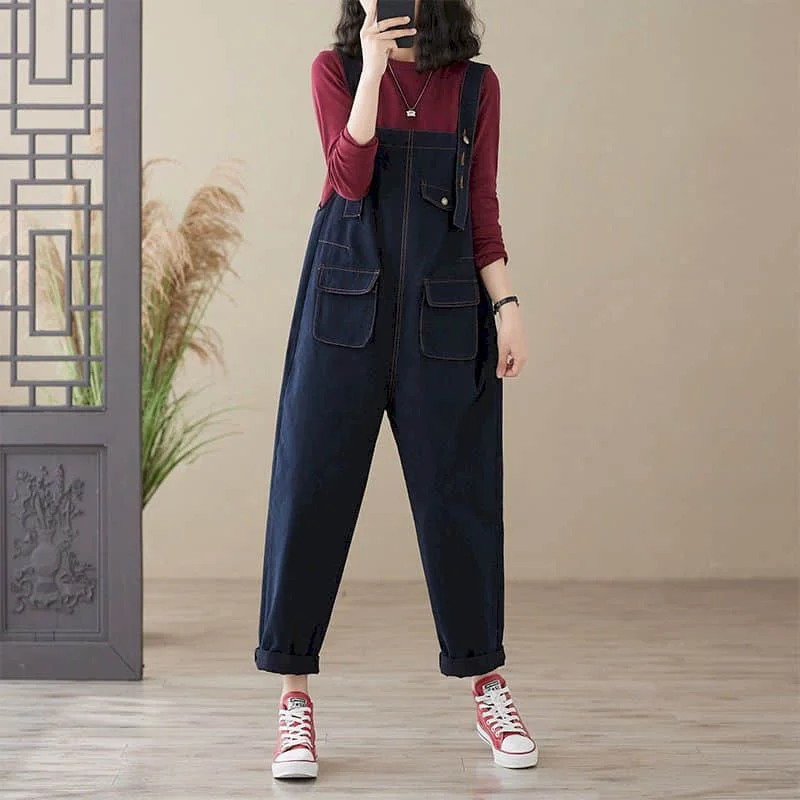 

Джинсовые комбинезоны для женщин, прямые брюки с карманами, винтажная рабочая одежда, цельный наряд, женские повседневные комбинезоны, женская одежда