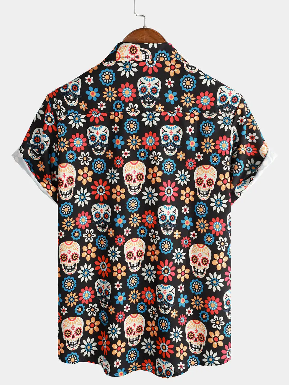 Camisa sonriente con calavera floral para hombre, moda tropical, calle hawaiana, pantalón corto informal, camisa de manga, solapa, moda al aire libre