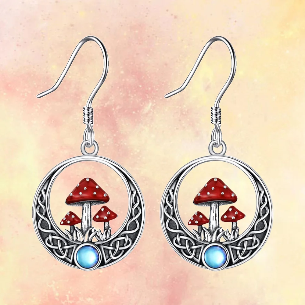 1 Pair of Cute Red Mushrooms Round Dangle Earrings Birthday Gift Anniversary Party , Jewelry, Niche Style Hot List, Bestselling