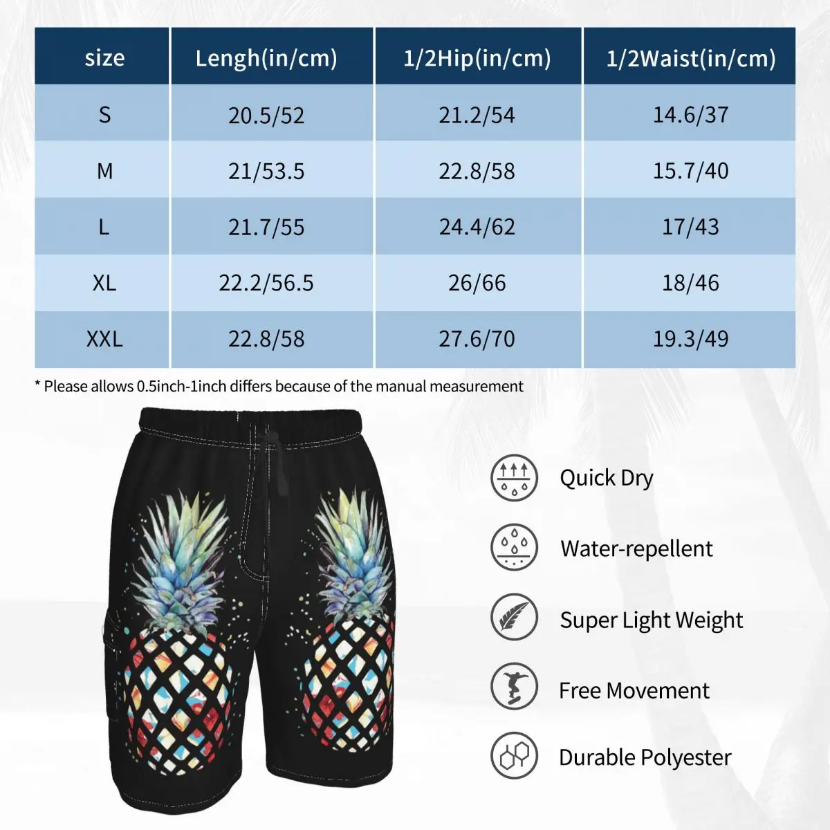 Hawaiiaanse ananas bloemen boardshorts fruit zwembroek polyester heren baden grappige zwembroek