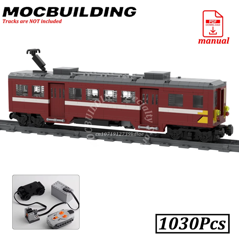 RC Train with Passenger Car Blocks Railway Remote Engine AM 73 Classic Model Moc Building City Railroad Brick Construction Gift