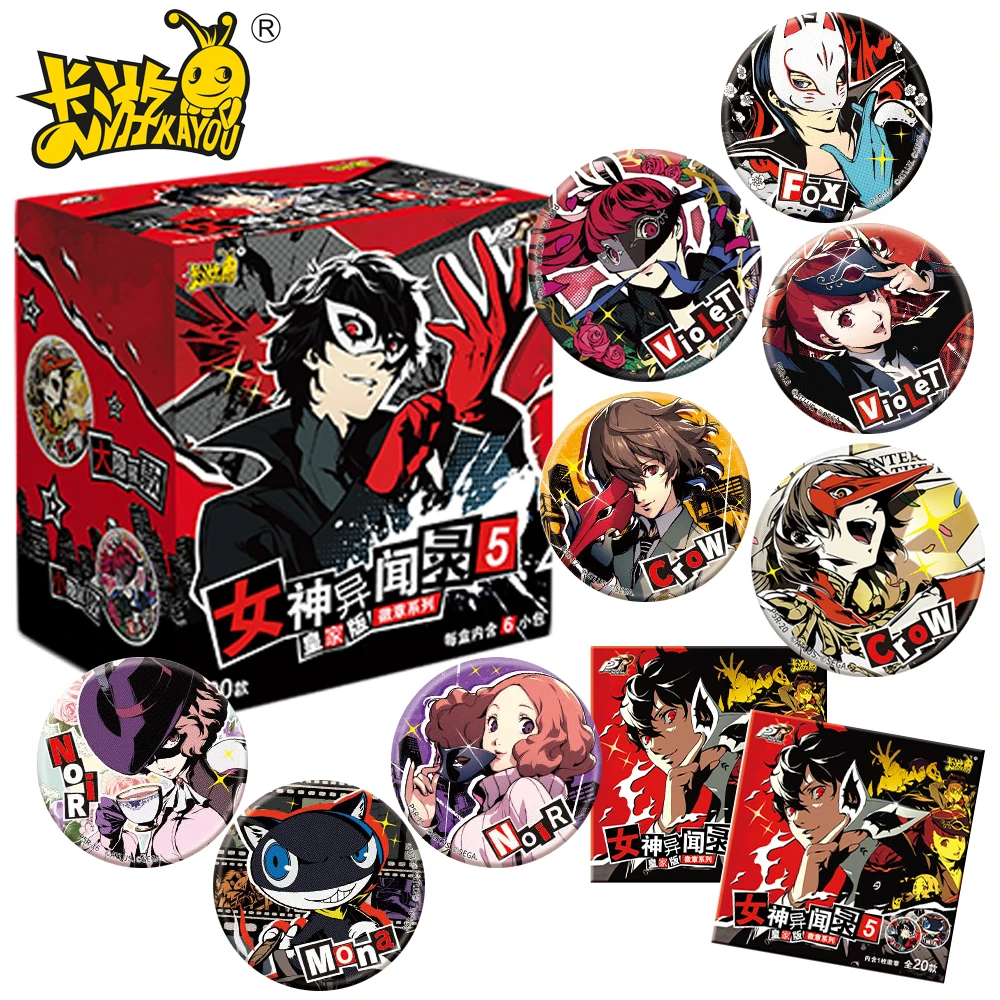 

New Original KAYOU Persona 5 Tinplate Badges Phantom Thieves Collectibles Room Decor Brooches Pins Charming Gifts for Game Fans