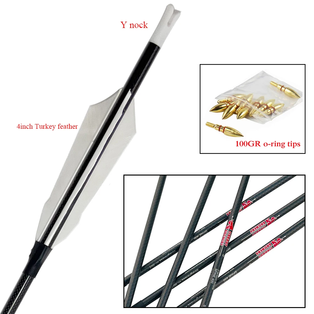 

Набор из 6 карбоновых стрел для стрельбы из лука, плетение 3K, спайн 300-800, ID 6.2 мм, Y-образный наконечник, 32 дюйма, для блочных и традиционных луков, для охоты
