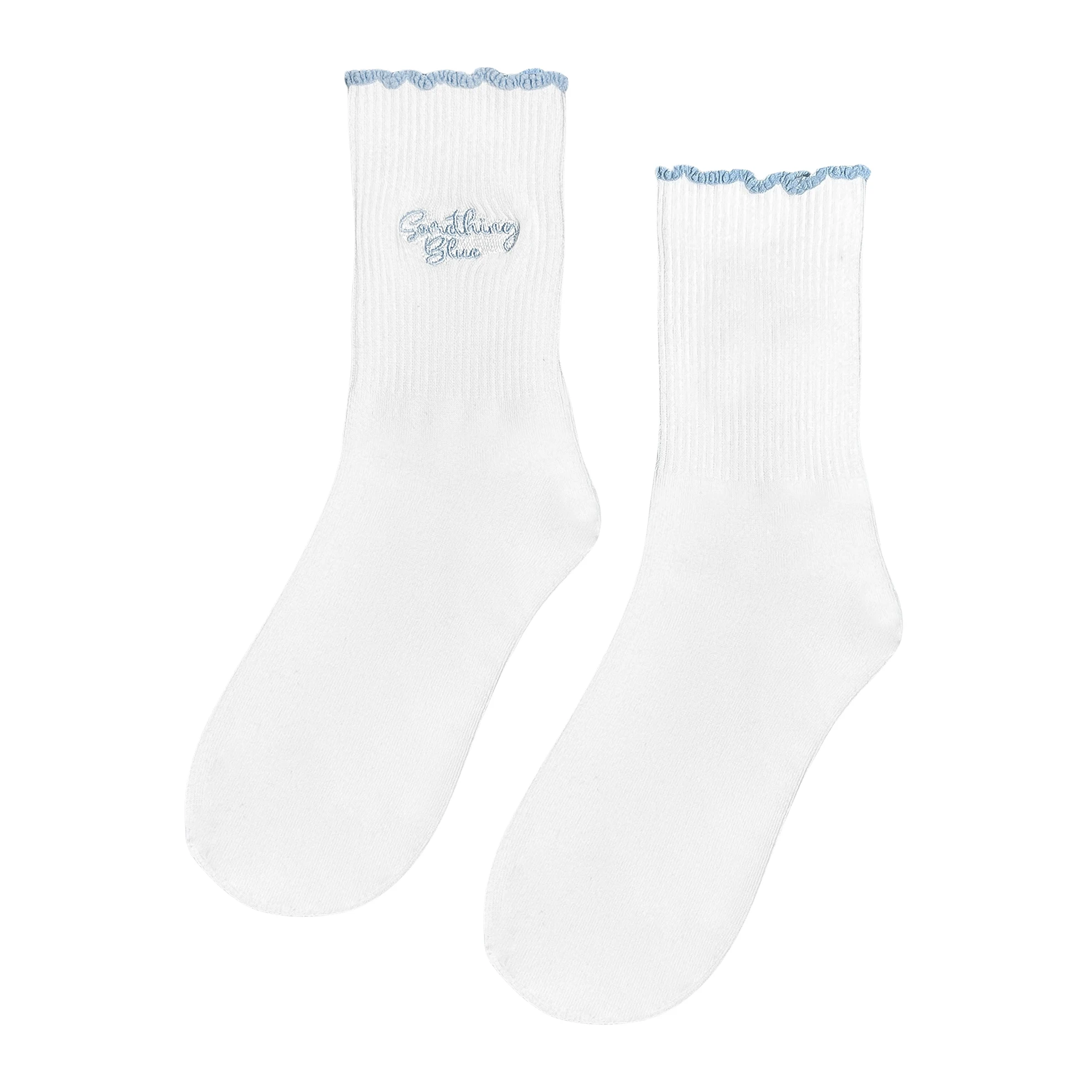 جوارب نسائية مطرزة "Something Blue" مكشكشة، هدايا لحفلات الزفاف والخطوبة وحفلات الزفاف، دعائم لالتقاط الصور #5