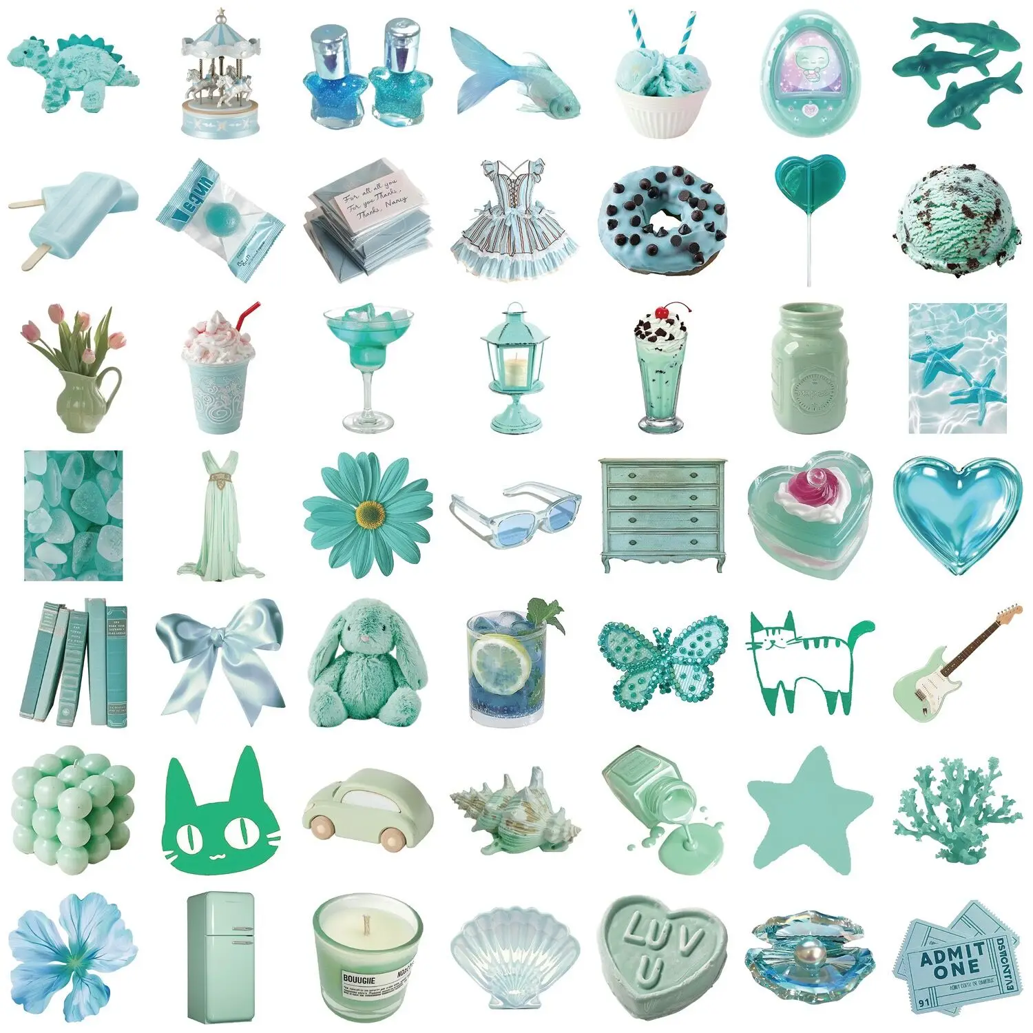 10/50 Stuks In Stijl Koele Zomer Mint Mambo Groene Stickers Esthetische Stickers Diy Scrapbooking Dagboek Bagage Waterfles Sticker