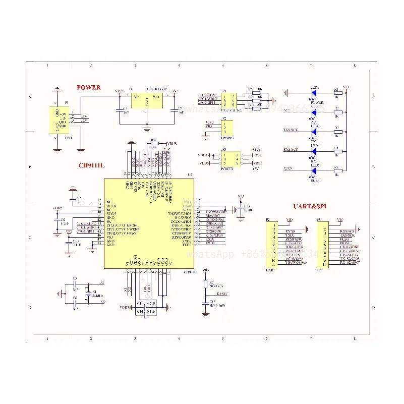 for USB to High-Speed UART/SPI Serial Interface Adapter Board CH9111 Chip 480Mbps High-Speed