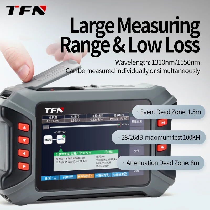 Imagem -02 - Tfn sm Testador de Fibra Óptica Multi-função Alta Precisão 1310nm 1550nm 28 26db Opm & Vfl