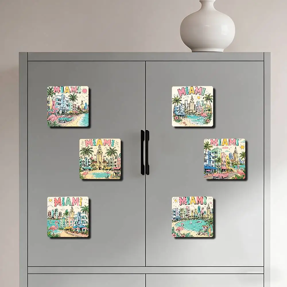 MIAMI City Aesthetic Art Refrigerator Magnets For Dishwasher/ Refrigerator/ Freezer, Whimsical Kitchen Decor