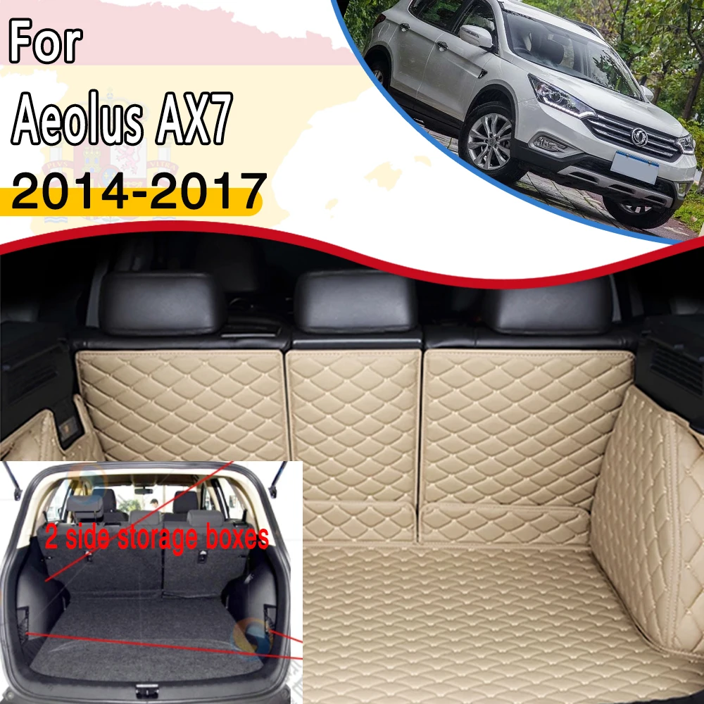 Leather Car Rear Trunk Mat For Aeolus Dongfeng Fengshen AX7 2014~2017 Watwerproof Pads Car Mats Tray Carpet Mud Car Accessories