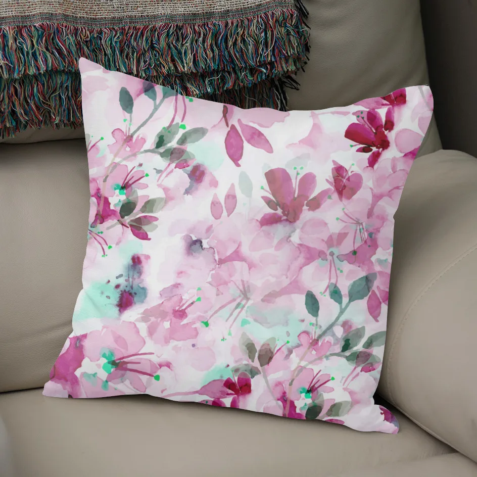 Floral Printed Decorative Cushion Cover Living Room Throw Pillow Covers European Style Home Decor 45x45 Funda Cojin Pillowcase