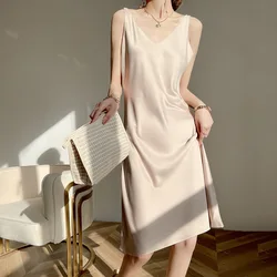 2022 Fashion Noble Summer Elegant Women'S Dress Strap Satin Maxi Long Party Dresses Midi Robe