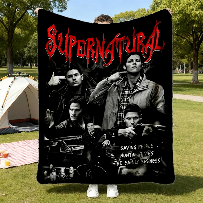 Supernatural Movie Flannel Blanket, Vintage Supernatural Flannel Throw, Sam Dean Winchester Cozy Blanket