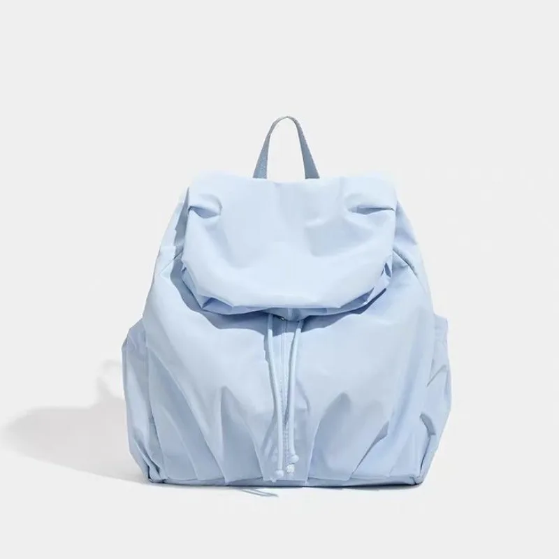 2026 New Girl Backpack Fashion High Quality Folded Cloud Backpack Small Fresh Solid Color Versatile Girl Drawstring Storage Bag