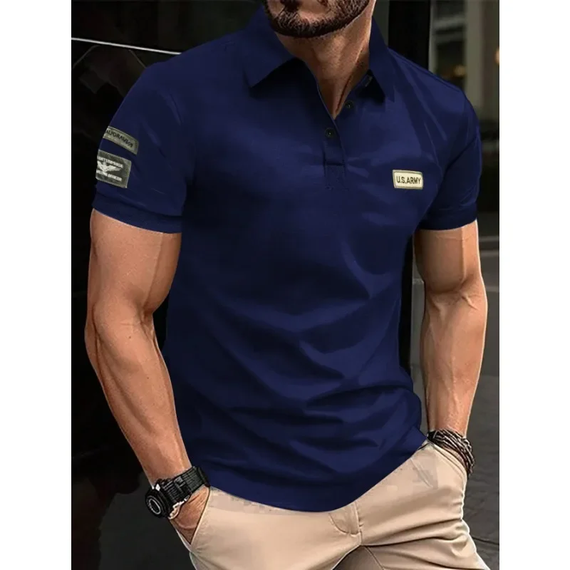 New Men\'s Shirt Solid Color Lapel Cotton Linen Comfortable Short Sleeve T-shirt Suitable for Holiday Gifts