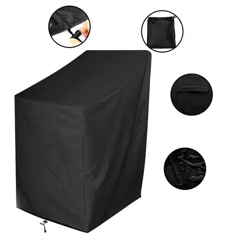 Chair Cover Waterproof Reusable Stylish Breathable Dustproof PVC Coating Patio Park Covers with Storage Bag Type 1