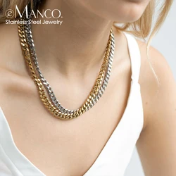 eManco Men's Cuban Link Chain Necklace Stainless Steel Women Choker Colar hip hop punk Jewelry 2MM/3MM/4MM/6MM/8MM