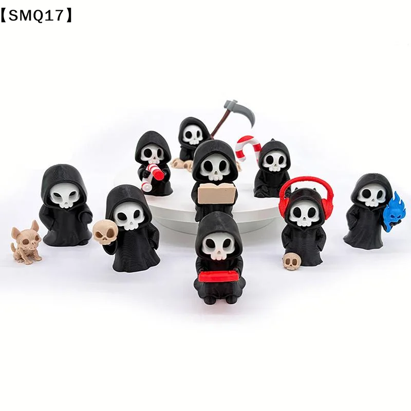 Gothic Grim Reaper Figurines, Cute Skeleton Desk Decor, Skeleton Statue, Spooky Small Halloween Ornament, Halloween Gift【SMQ】
