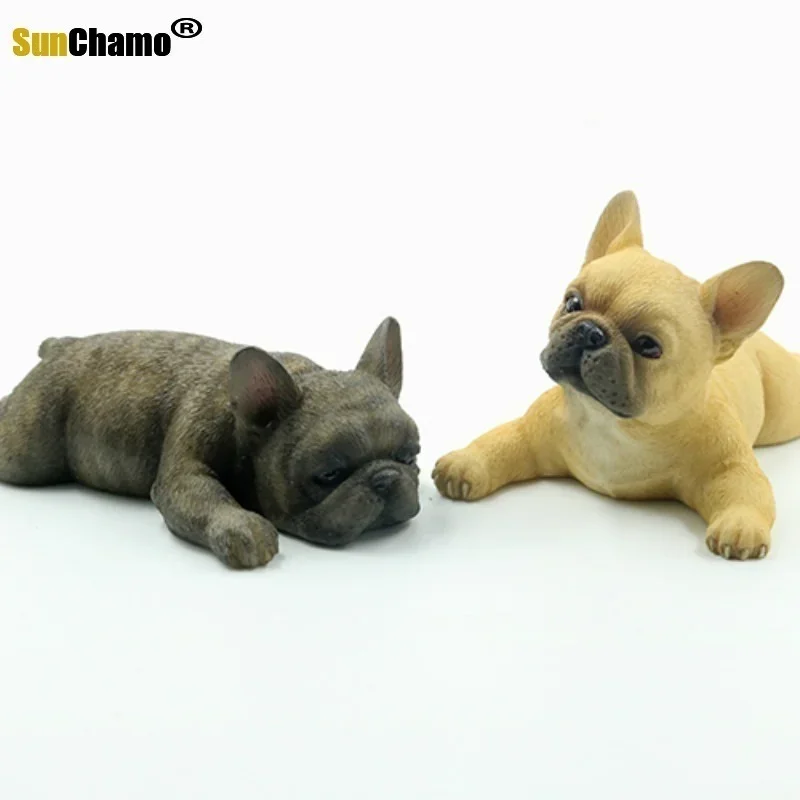 Simulating French Bulldog Crouching Dog Playing with Resin Model Interior Figurines Miniatures Home Decoration Crafts Decor